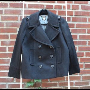 J. Crew Black 100% Wool Peacoat
